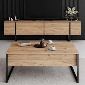 Έπιπλο Τηλεόρασης Atlantic Πεύκο / Μαύρο FLUPRA 180x30x50