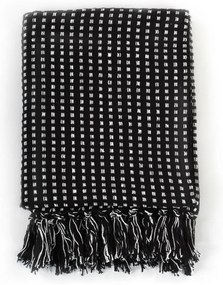 vidaXL Ριχτάρι Καρό Μαύρο 220 x 250 εκ. Βαμβακερό