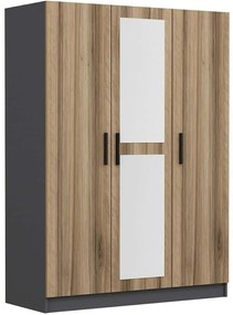 Ντουλάπα Τρίφυλλη Kale 506MNR2262 135x52x210cm Oak-Anthracite Τρίφυλλη