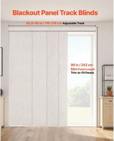 VEVOR Panel Track Blinds Extendable Track 116 to 218 cm W Trimmable Light Gray