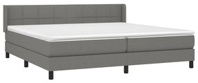 vidaXL Κρεβάτι Boxspring με Στρώμα Σκούρο Γκρι 200x200 εκ. Υφασμάτινο