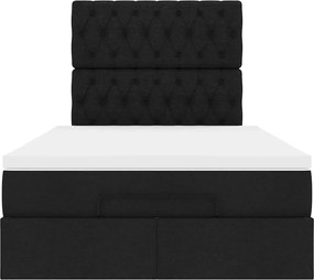 vidaXL Οθωμανικό κρεβάτι με στρώμα Μαύρο 120x190 cm Ύφασμα