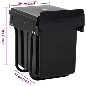 vidaXL Κάδος για Ντουλάπι Κουζίνας Συρόμενος 20 Λίτρων με Soft-Close