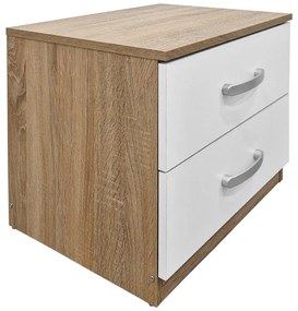 Κομοδίνο Athos pakoworld σε sonoma-λευκή απόχρωση 48x40x41.5εκ