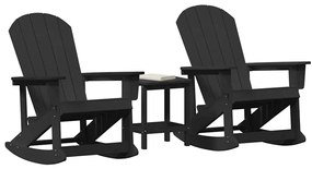 vidaXL Σετ Ξαπλώστρας Κήπου 3 pcs Μαύρο HDPE