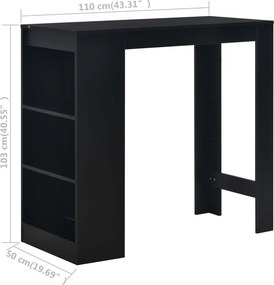 vidaXL Τραπέζι Μπαρ με Ράφια Μαύρο 110 x 50 x 103 εκ.
