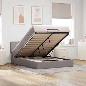vidaXL Οθωμανικό κρεβάτι με στρώμα &amp; LEDs Taupe 140x200 cm Ύφασμα