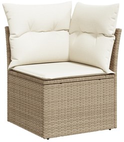 vidaXL Set Καναπέ Κήπου 7 Τεμαχίων με Μαξιλάρια Μπεζ Πολυ-Ρατάν Ακακίας