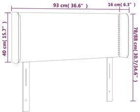 vidaXL Κεφαλάρι Κρεβατιού LED Γκρι 93x16x78/88 εκ. από Συνθετικό Δέρμα