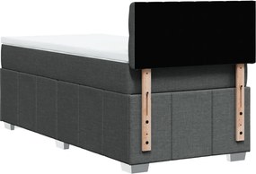 vidaXL Κρεβάτι Boxspring με Στρώμα Σκούρο Γκρι 100x200 εκ. Υφασμάτινο