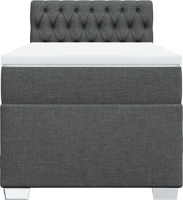 vidaXL Κρεβάτι Boxspring με Στρώμα Σκούρο Γκρι 90x190 εκ. Υφασμάτινο