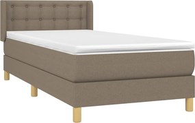 vidaXL Κρεβάτι Boxspring με Στρώμα Taupe 90x190 εκ.Υφασμάτινο