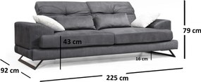 3-Seat Sofa Frido 3 Seater Anthracite