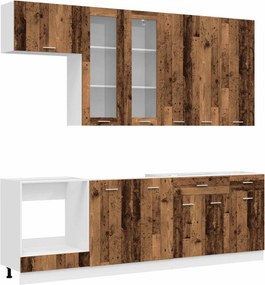 vidaXL Μονάδα κουζίνας LYON 8 pcs Παλαιωμένο ξύλο Επεξεργασμένο Ξύλο
