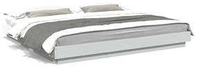 Πλαίσιο Κρεβατιού με Φώτα LED Λευκό 200x200 εκ. Επεξ. Ξύλο
