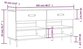 Παπουτσοθήκη Sonoma Δρυς 102x35x55 εκ. από Επεξεργασμένο Ξύλο - Καφέ