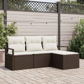 vidaXL Σετ Καναπέ Κήπου 4 pcs Καφέ Πολυ ράταν