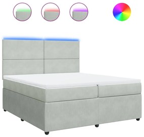 vidaXL Κρεβάτι Boxspring με Στρώμα Ανοιχτό Γκρι 200x200 εκ. Βελούδινο