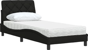 vidaXL Κρεβάτι με Στρώμα Μαύρο 90x190 εκ.Υφασμάτινο
