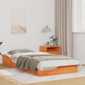 vidaXL Κρεβάτι δαπέδου Καφέ κεριού 100 x 200 cm Συμπαγές ξύλο πεύκου