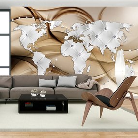 Φωτοταπετσαρία - World Map - White &amp; Diamonds 200x140