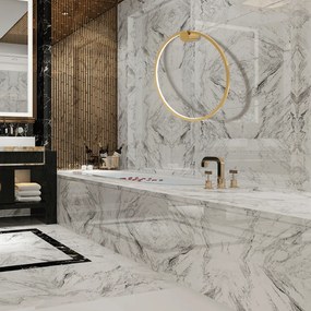 LED Απλίκα Τοίχου Saturno IP44 25W 50cm Χρυσό