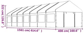 vidaXL Κιόσκι με Τέντα Λευκό 15,61 x 4,08 x 3,22 μ. από Πολυαιθυλένιο