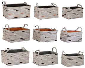 Σετ Καλαθιών DKD Home Decor Καφέ Γκρι Πορτοκαλί 40 x 30 x 20 cm (3 Μονάδες)