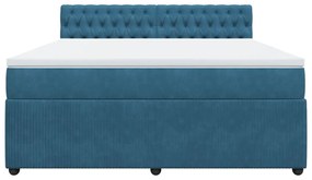 vidaXL Κρεβάτι Boxspring με Στρώμα Μπλε 180x200 εκ. Βελούδινο