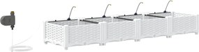 vidaXL Γλάστρα Κήπου 4 τμχ. Λευκό 160 x 40 x 22 cm PP