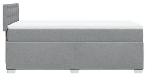 vidaXL Κρεβάτι Boxspring με Στρώμα Ανοιχτό Γκρι 90x200 εκ. Υφασμάτινο