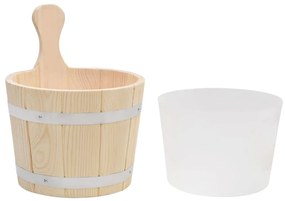 vidaXL Σετ Κουβάς Σάουνας και Κουτάλα από Μασίφ Ξύλο Πεύκου