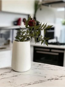 Stewehome Διακοσμητικό κυλινδρικό μακρύ βάζο από σκυρόδεμα Λευκό