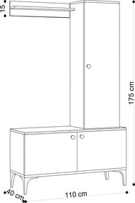 Έπιπλο Εισόδου Δρυς / Μαύρο LEX 110x40x175