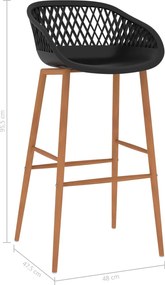 vidaXL Καρέκλες Μπαρ 2 τεμ. Μαύρες