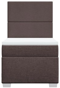 vidaXL Κρεβάτι Boxspring με Στρώμα Σκούρο Καφέ 90x200 εκ. Υφασμάτινο