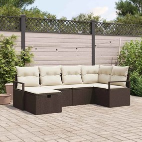 vidaXL Σετ Καναπέ Κήπου 6 pcs Καφέ και κρεμ 232 x 122 x 85 εκ.