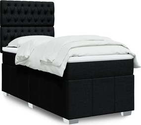 vidaXL Κρεβάτι Boxspring με Στρώμα Μαύρο 100 x 200 εκ. Υφασμάτινο