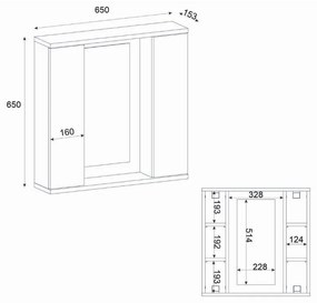 Καθρέπτης μπάνιου Surra Μegapap χρώμα λευκό 65x15,3x65εκ.