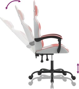vidaXL Καρέκλα Gaming Λευκό και Ροζ από Συνθετικό Δέρμα
