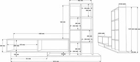Έπιπλο Τηλεόρασης Φυσικό / Λευκό DRIBEL 201.2x29.5x123.6