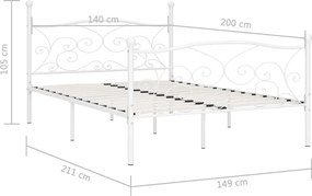 vidaXL Πλαίσιο Κρεβατιού με Τελάρο Λευκό 140 x 200 εκ. Μεταλλικό