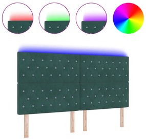 vidaXL LED Κρεβάτι Σκούρο Πράσινο 90 εκ. Βελούδο