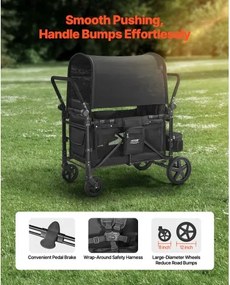 VEVOR Wagon Stroller for 4 Kids Push Pull Collapsible Stroller 330LBS Loading