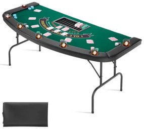 VEVOR 1828.8 mm Folding Poker Table Foldable 7 Player Casino Texas Holdem Table