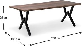 Τραπέζι Walter Megapap Mdf - μεταλλικό χρώμα καρυδί 200x100x75εκ.