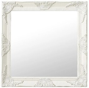 Καθρέφτης Τοίχου με Μπαρόκ Στιλ Λευκός 60 x 60 εκ.
