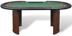 vidaXL Τραπέζι Πόκερ 10 Ατόμων Θέση Dealer και Θήκη για Μάρκες Πράσινο