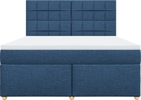 vidaXL Κρεβάτι Boxspring με Στρώμα Μπλε 180x200 εκ. Υφασμάτινο