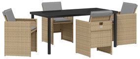vidaXL Σετ τραπεζαρίας κήπου 5 τεμαχίων με μπεζ μαξιλάρια